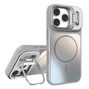 F�r Apple iPhone 17 Pro Max AG Frosted TPU MagSafe H�lle Stand Silber