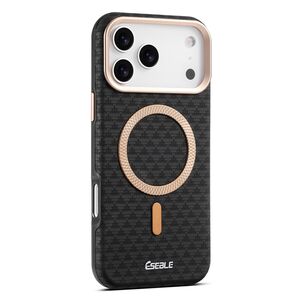 F�r Apple iPhone 17 Pro Max ESEBLE Kunstleder TPU Magnet H�lle Schwarz