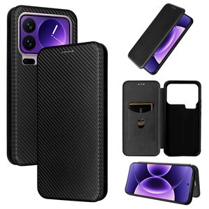 F�r Xiaomi 17 Pro Carbon Fiber Textur Design Flip Schutzh�lle Schwarz