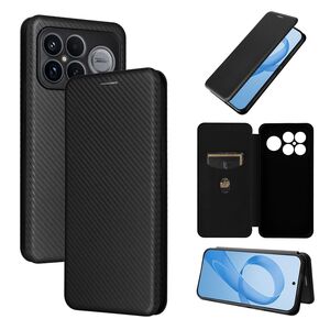 F�r Xiaomi Poco F8 Ultra Carbon Textur Design Flip Schutzh�lle Schwarz