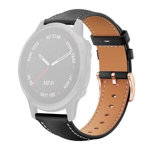 F�r Garmin Fenix 8 / 7S / 6S / 5S 20mm Kunstleder Armband Schwarz