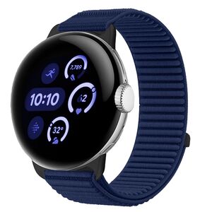 F�r Google Pixel Watch 4 / 3 / 2 / 1 41mm Nylon Armband Klett D- Blau