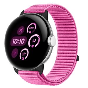 F�r Google Pixel Watch 4 / 3 / 2 / 1 41mm Nylon Armband Klett Pink