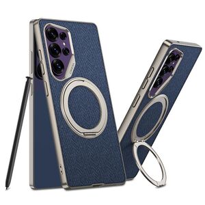 F�r Samsung Galaxy S26 Ultra 5G Kunstleder H�lle Magnet Ring Blau