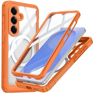 MagSafe f�r Samsung Galaxy S26 5G 360 Grad Hybrid Glas Bumper Orange