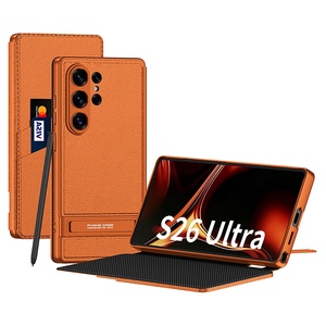 F�r Samsung Galaxy S26 Ultra 5G Leder Tasche Book H�lle Orange