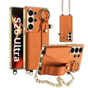 Armband Kette f�r Samsung Galaxy S26 Ultra 5G Leder Silikon Orange