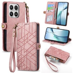 Wallet Klapph�lle f�r Xiaomi 17 Geometric Kunstleder Zipper Book Rosa
