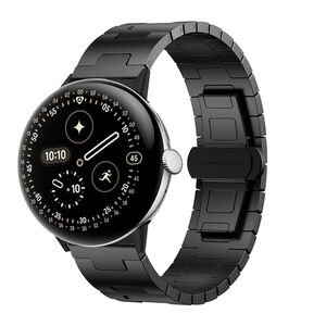 Edelstahl f�r Google Pixel Watch 4 / 3 45mm Butterfly Ersatz Schwarz