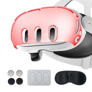 Schutzgeh�use f�r Meta Quest 3 Schutzh�lle Set 7in1 Transparent Rot