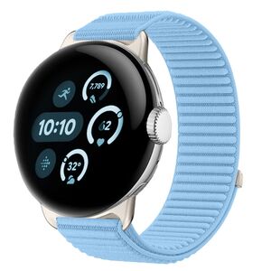 Nylon f�r Google Pixel Watch 4 / 3 45mm Klettverschluss Band Hellblau