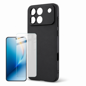 + Schutzglas f�r Honor Win 5G 2 in 1 Set Cover + 9H Hartglas Schwarz
