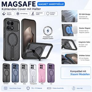 MagSafe Magnet Handyh�lle f�r Xiaomi Modelle k�hlendes Cover mit Halter Hardcase