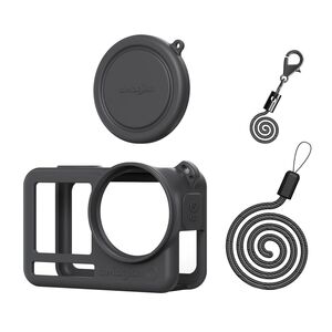 Silikon H�lle f�r DJI Osmo Action 6 mit Linsenschutz Kappe Schwarz