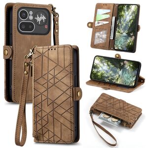 Wallet Klapph�lle f�r Nothing Phone 4a Pro Kunstleder Zipper Braun