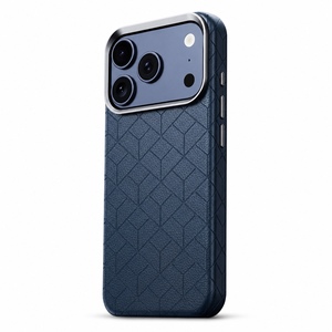 Backcover Schutz f�r Apple iPhone 17 Pro Gepr�gt Gittermuster Blau