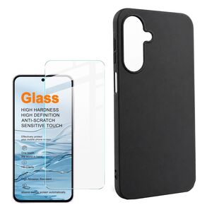 + Schutzglas f�r Samsung Galaxy A27 5G Set Cover + 9H Hartglas Schwarz