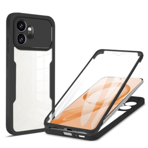 360 Grad Kunststoff f�r Honor 600 mit Display & Kameraschutz Schwarz