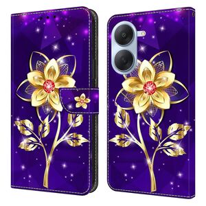 Kunstleder Wallet f�r Xiaomi Redmi A7 4G Blumenmotiv Lila