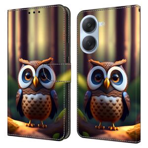 Kunstleder f�r Xiaomi Redmi A7 4G Cover Wallet Print Eule Braun