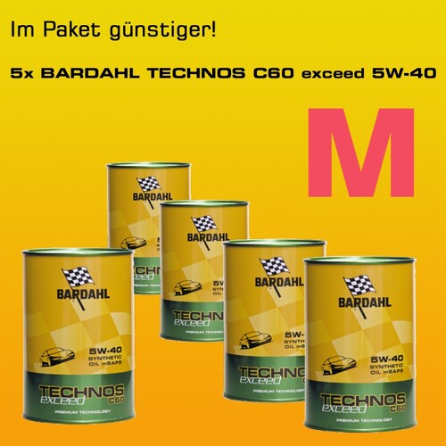 F�nferpaket: BARDAHL TECHNOS C60 Motor Oil 5W-40 exceed  - 5x1 Liter-Dose