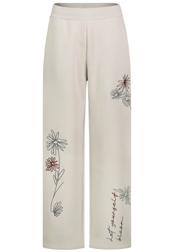 Hose Weites Bein Blumenstickerei Schriftz�ge Rippbund 