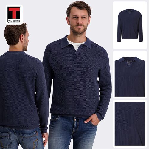 Eleganter Strickpullover Langarm Unifarben Polokragen