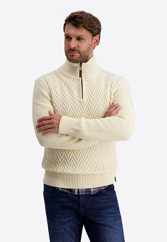 Klassischer Strickpullover Stehkragen Rei�verschluss