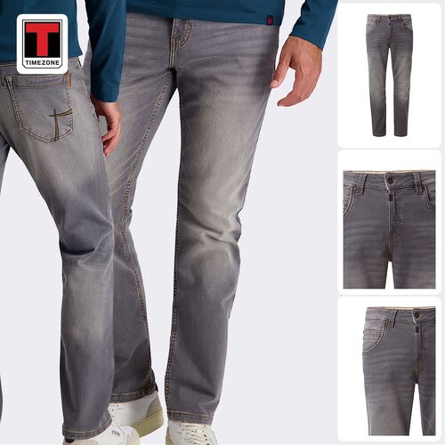 Timezone Jeans Used-Waschung Regular Fit Unifarben Rei�verschluss