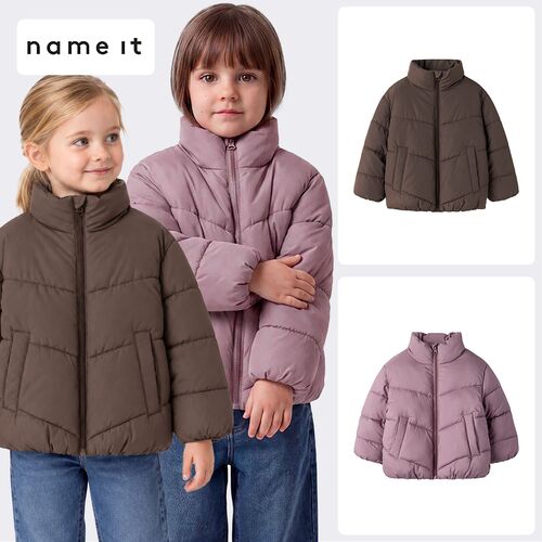 Pufferjacke Stehkragen Frontrei�verschlus Schlitztaschen