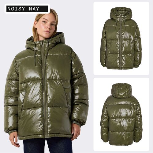 Pufferjacke Stehkragen Langarm Kapuze Rei�verschluss