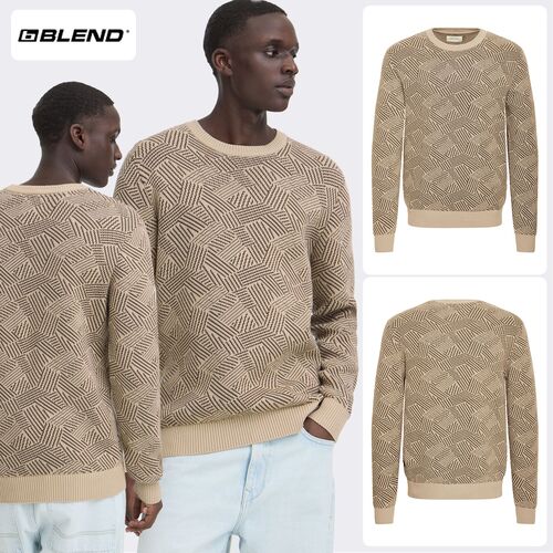 Modischer Strickpullover Langarm Rundhalsausschnitt