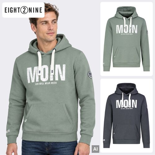 EIGHT 2 NINE Kapuzenpullover Moin Brustprint K�ngurutasche