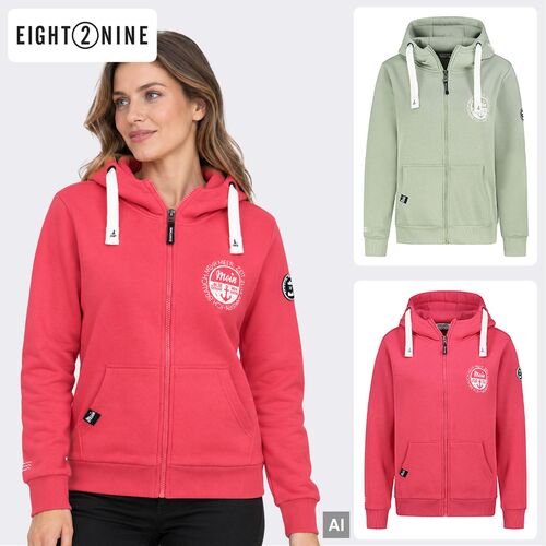 Sweatjacke Kapuze Maritimer R�ckenprint Rei�verschluss