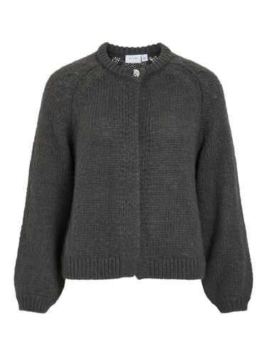 VILA Strickjacke Rundhals Knopfleiste Raglan�rmel Loose Fit