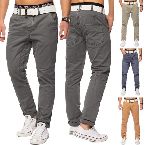 Herren Chino Stoff Hose Elyas low crotch Denim Pants