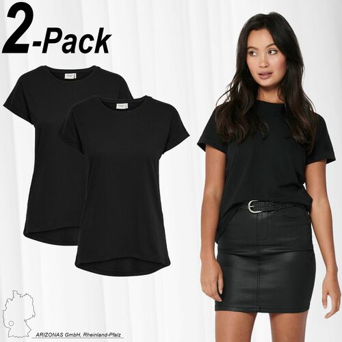 T-Shirt 2-er St�ck Pack Kurzarm Basic Blusen Oberteil Set JDYLOUISA