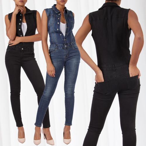 textuur Lichaam vos Damen Jeans Overall Jumpsuit Ärmellos Hosenanzug Einteiler | Anzüge & Sets  direkt bestellen