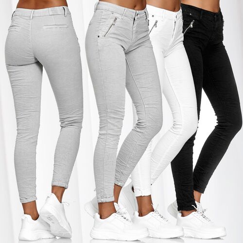 Egomaxx Damen Stoffhose Chino Crinkle