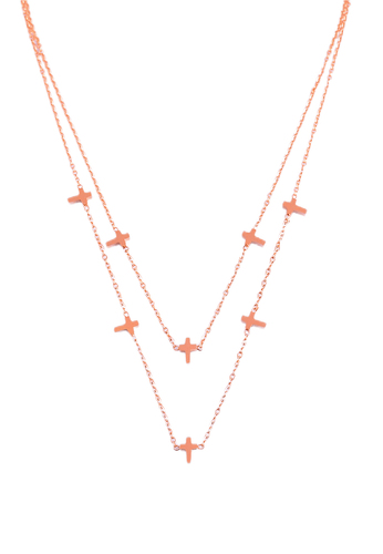 Halskette aus Edelstahl Kreuze Anh�nger Layer Ankerkette Schmuck Mehrreihig Karabinerverschluss 