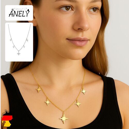 Halskette Sterne Edelstahl 40 cm