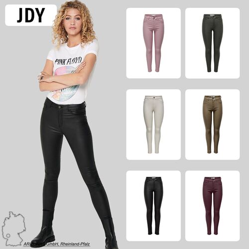 JDY Damen Hose Leder Optik Coated Denim Skinny Pants SWEATY