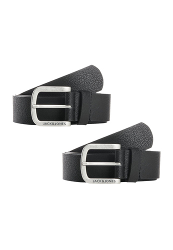 Jack & Jones Leder Optik G�rtel 2-er St�ck Set Pack mit Metall Schnalle JACHARRY 