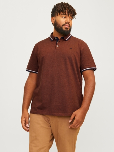 Jack & Jones Herren + Fit Polo Shirt Kurzarm Pique Hemd JJEPAULOS Big Size 