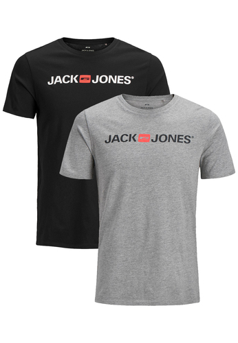 Jack & Jones Rundhals T-Shirt 2-er St�ck Pack Kurzarm Shirt Basic Set JJECORP 