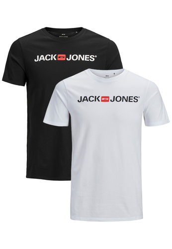 Jack & Jones Rundhals T-Shirt 2-er St�ck Pack Kurzarm Shirt Basic Set JJECORP 