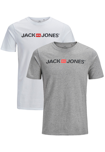 Jack & Jones Rundhals T-Shirt 2-er St�ck Pack Kurzarm Shirt Basic Set JJECORP 