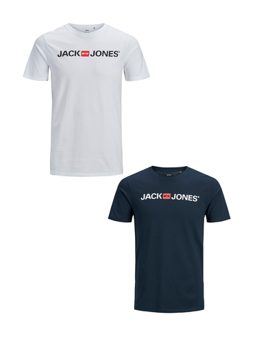 Jack & Jones 2er-SET Herren T-Shirt Kurzarm Plus Size Logo Shirt  