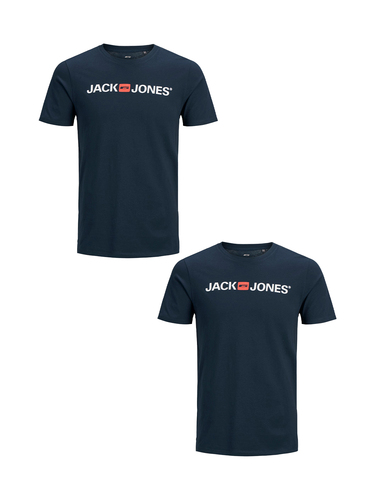 Jack & Jones 2er-SET Herren T-Shirt Kurzarm Plus Size Logo Shirt  
