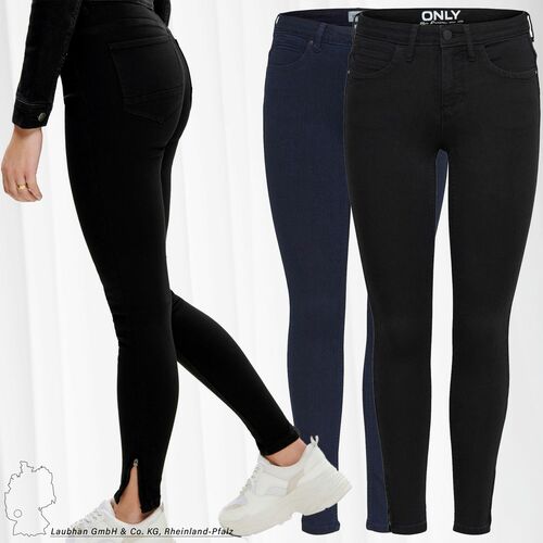 Damen ONLY Skinny Ankle Jeans Black Denim Hose ONLKENDELL Rhrenjeans
